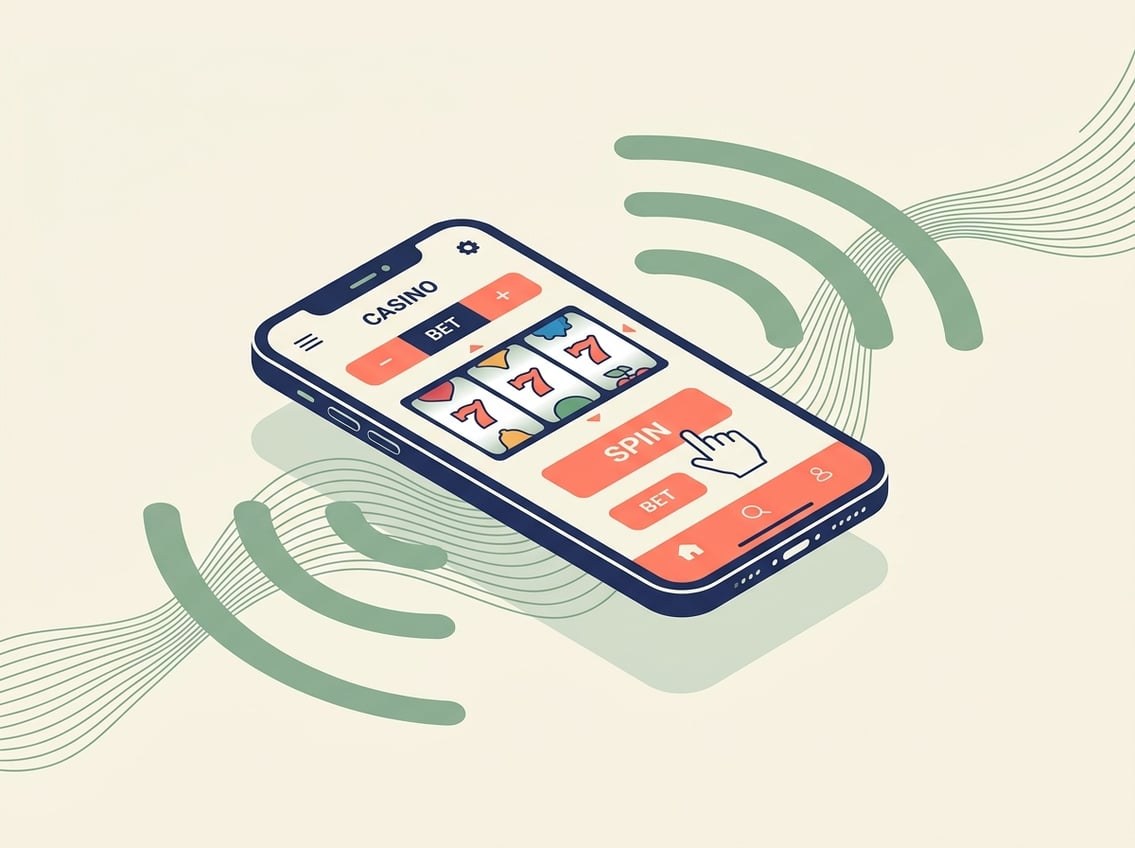 Illustration av modernt mobilspel med nätcasino-gränssnitt